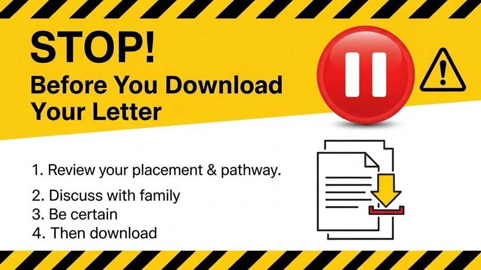 Grade 10 admission letter - warning