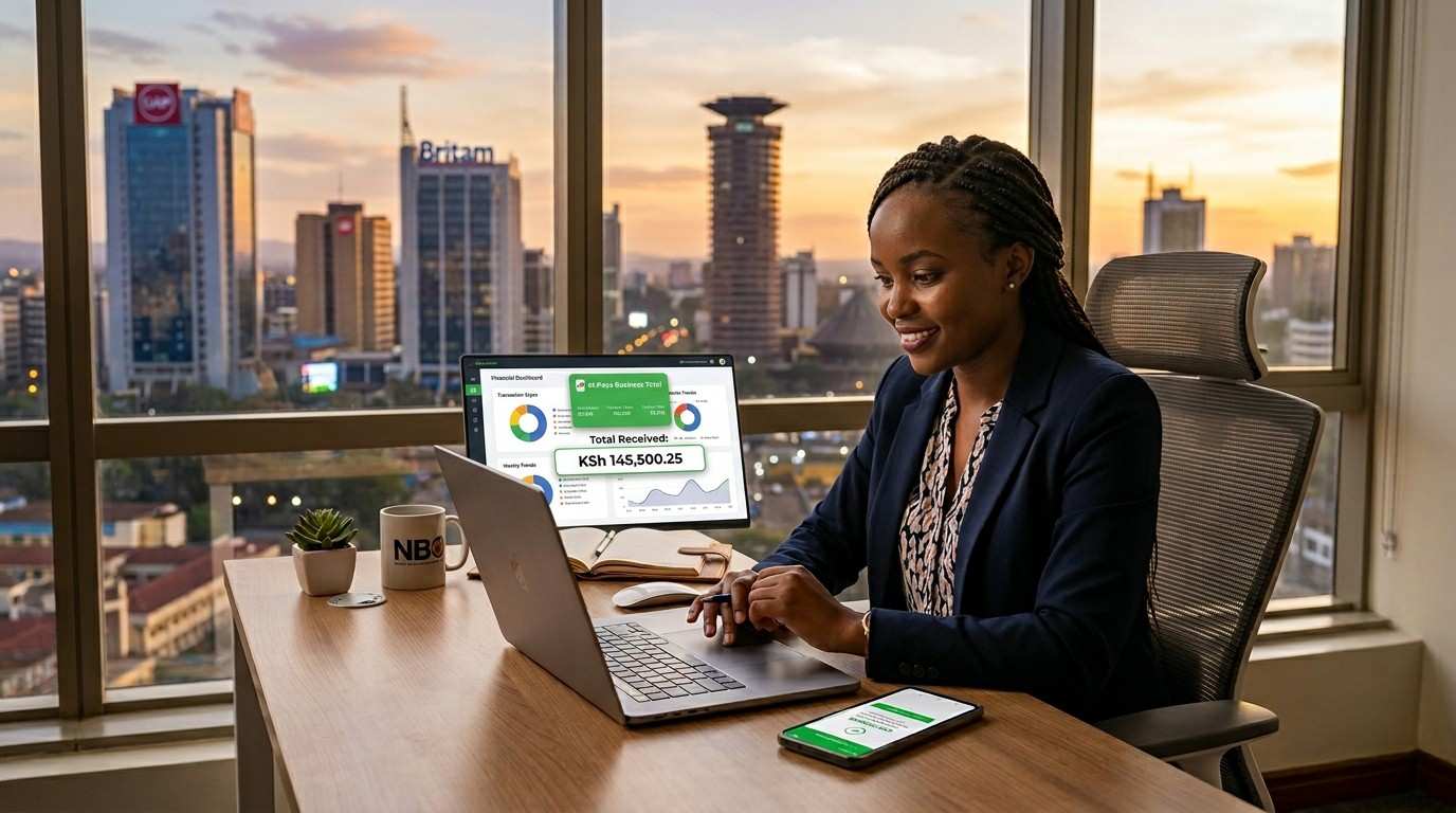 Kenyan blogger writing on a laptop at a coffee shop — blogging for passive income