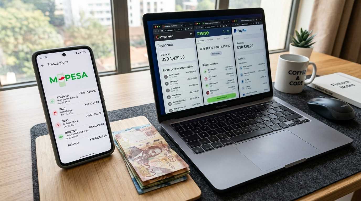 M-Pesa and Payoneer logos — how to receive online payments in Kenya